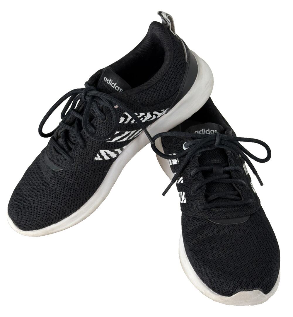 Adidas Women’s QT Racer 2.0 Zebra Running Sneaker Cloudfoam Black White Size 7